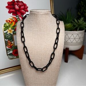 Black Matte Metal Paperclip Link Chain Necklace Punk Goth Industrial Edgy Modern